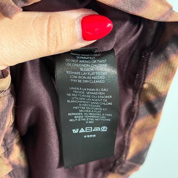 Urban Outfitters Ruched Mesh Mini Dress Animal Leopard Brown Y2K Bodycon - Picture 5 of 8